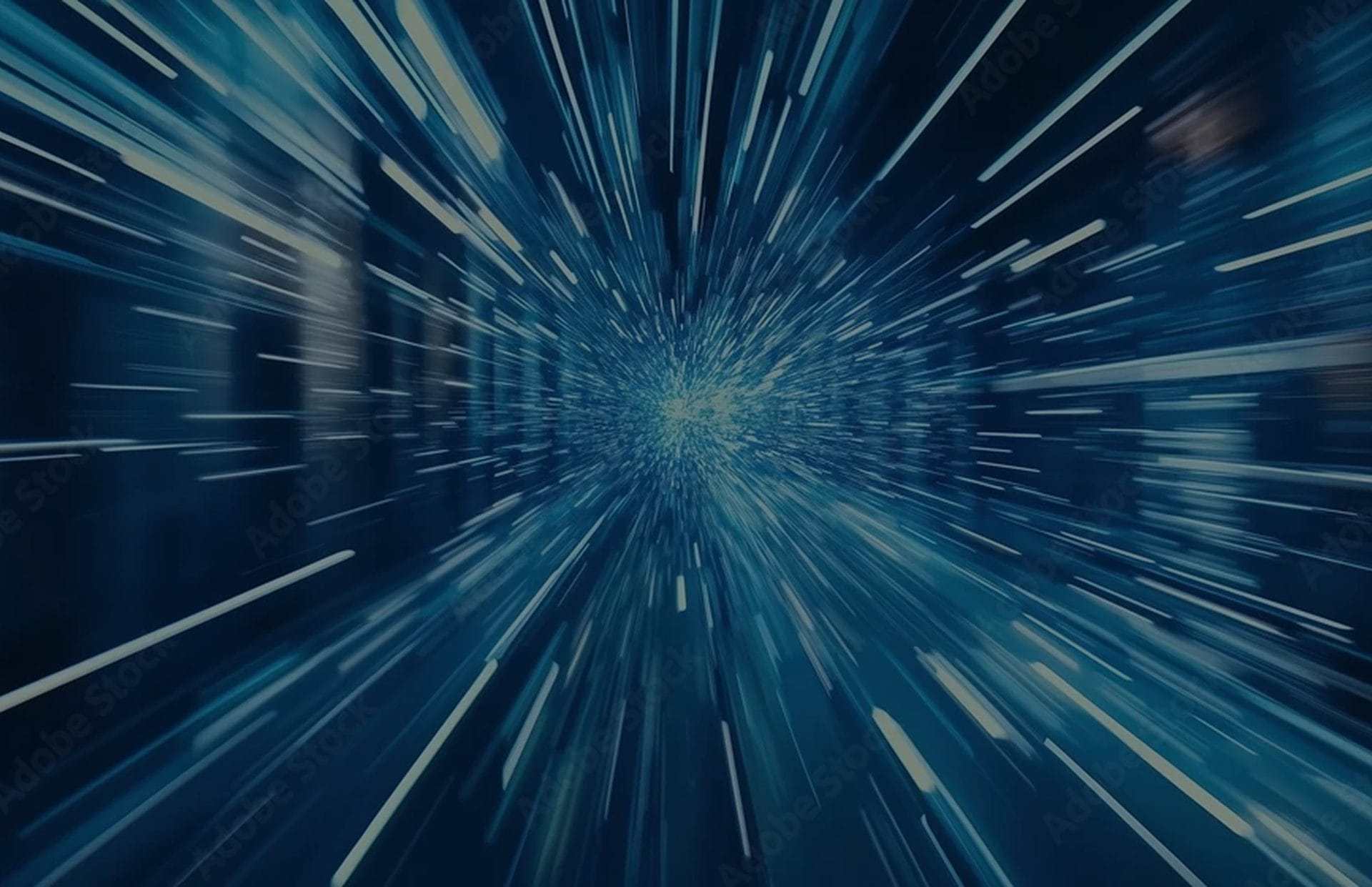 Abstract blue light streaks representing data and digital flow.